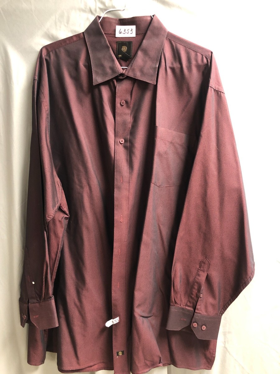 4xl dress shirt size Men's F/X Fusion Burgundy Dress Shirt Size 4XL