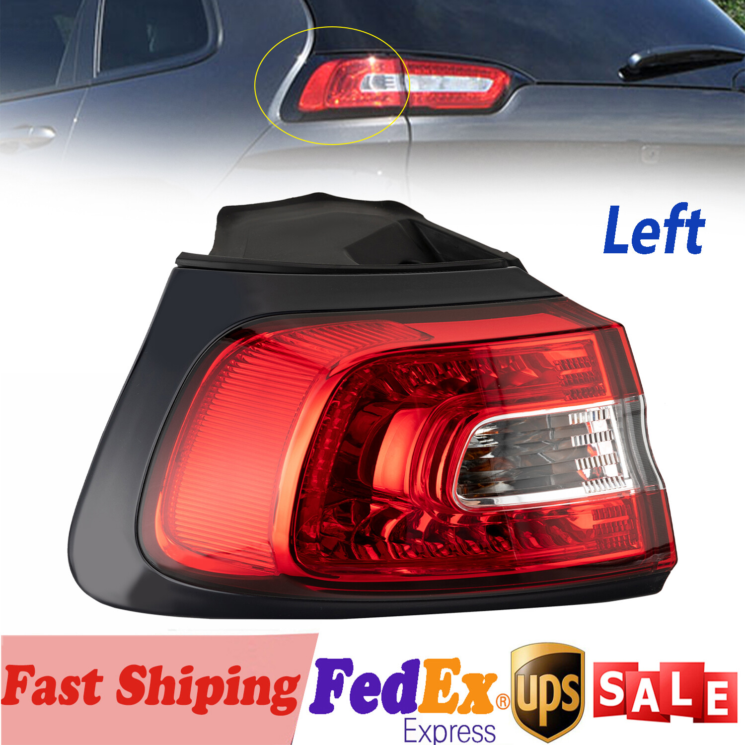 2014-2018 Jeep Cherokee Driver Side Left Halogen Tail Light Rear Lamp