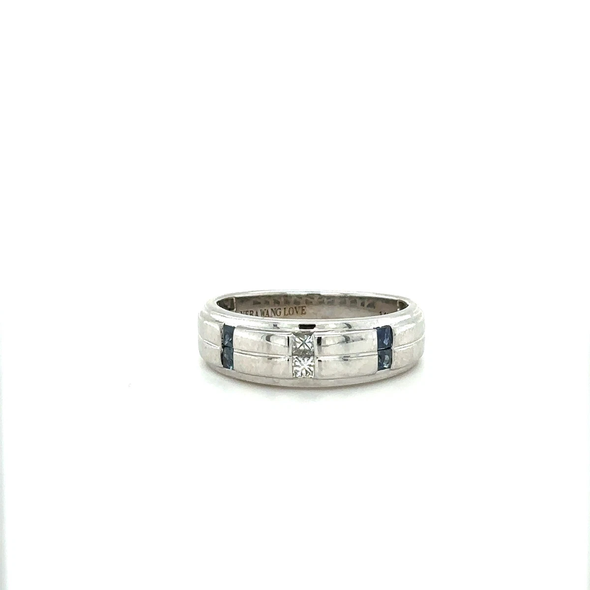 Mens white hotsell sapphire wedding bands