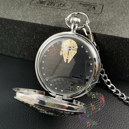 Star Wars Death Star Music Pocket Watch Octagonal Box Retro Mechanical FlipCover - Picture 12 of 20