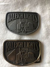 Vintage 2 Belt Buckles RALEIGH LIGHTS Brass  Trucker