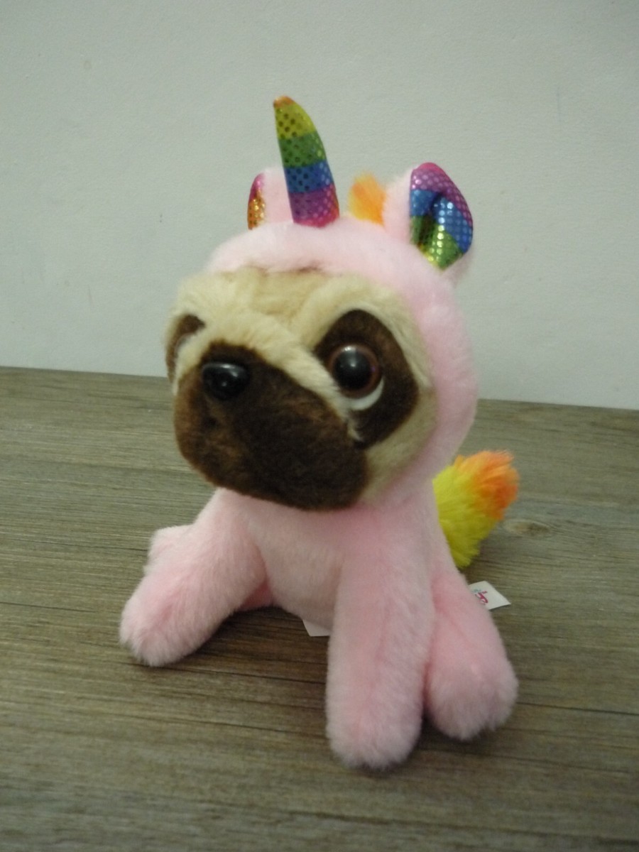 PUGSLEY Love Soft Plush Unicorn PUG Puppy Dog Bag Charm Keyclip Keyring  Keel Toy