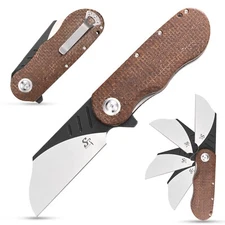 Sitivien ST138 Folding Knife,Sandvik 14C28N Stainless Steel,Micarta Handle ED...