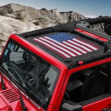 Mesh Sunshade Top Cover Provides UV Sun Protection For 2007+ Jeep Wrangler JK