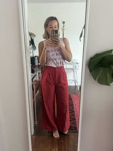 Paloma Wool Red Brushed Silk Pants 36