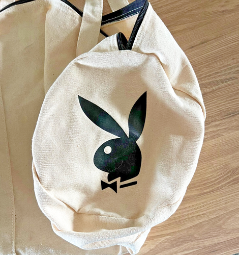 Playboy Club Los Angeles Pacsun Canvas Tote Bag White with Black Playboy Bunny - Picture 3 of 6