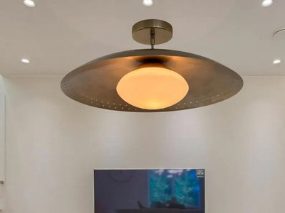 Brass Ceiling 1950s Light Modern Mid Century Flush Mount Light Chandelier Light