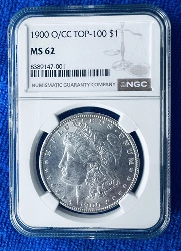 1900-O/CC $1 MORGAN DOLLAR - NGC MS-62, TOP 100! STRONG O/CC, BLAST WHITE!