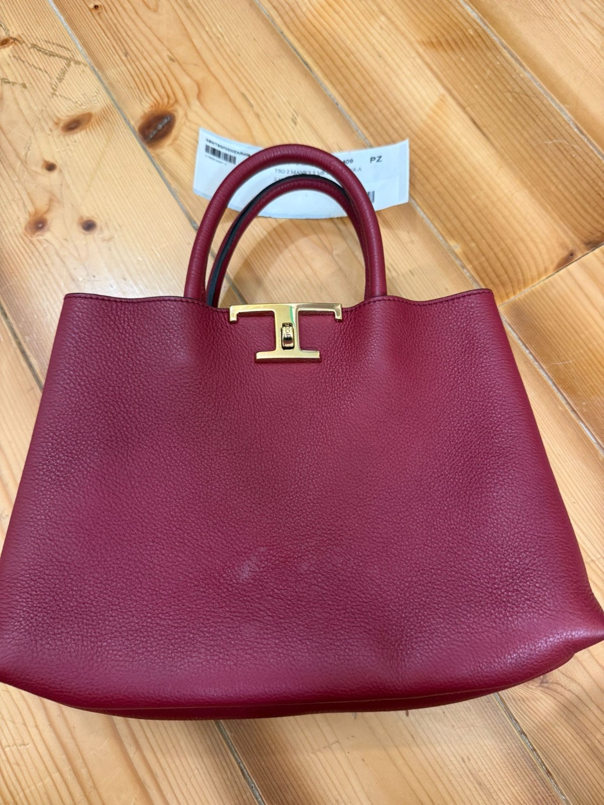 Borsa Tod’s Piccola T in pelle rosso bordeaux con tracolla