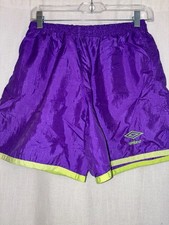 Vintage Umbro Nylon Soccer Shorts Purple Neon Green Size Medium