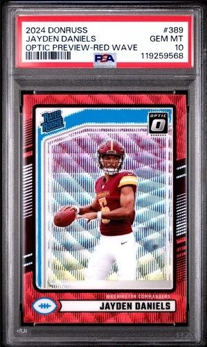 2024 Panini Donruss - Rated Rookie Jayden Daniels Optic Preview Red Wave PSA 10