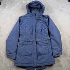 Columbia Parka Jacket Boys Large Blue Hooded Omni Heat OutGrown Pockets Full Zip