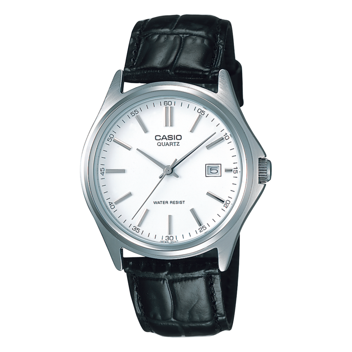 セイコー　アシエ　クォーツ腕時計 Casio Analog Quartz White Dial Black Leather Men's Watch MTP-1183E