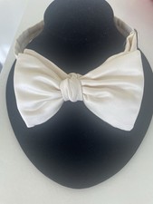 Molly Rodgers White Silk Satin Bow Tie Pre Tied Made in USA