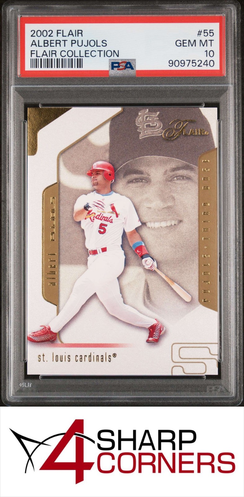 2002 FLAIR FLAIR COLLECTION #55 ALBERT PUJOLS CARDINALS #/175 POP 3 PSA 10 view 1