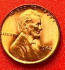 1942-P Lincoln Wheat Cent Penny GEM RED BU From an Original Bank Roll