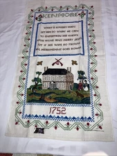 KAY DEE 100% Pure Linen Tea Towel Kitchen Historic Colonial Town 17X30" Vintage