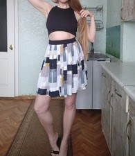 Alice & UO Urban Outfitters Dress Geometric Mini Cut Out Black Rayon S/P