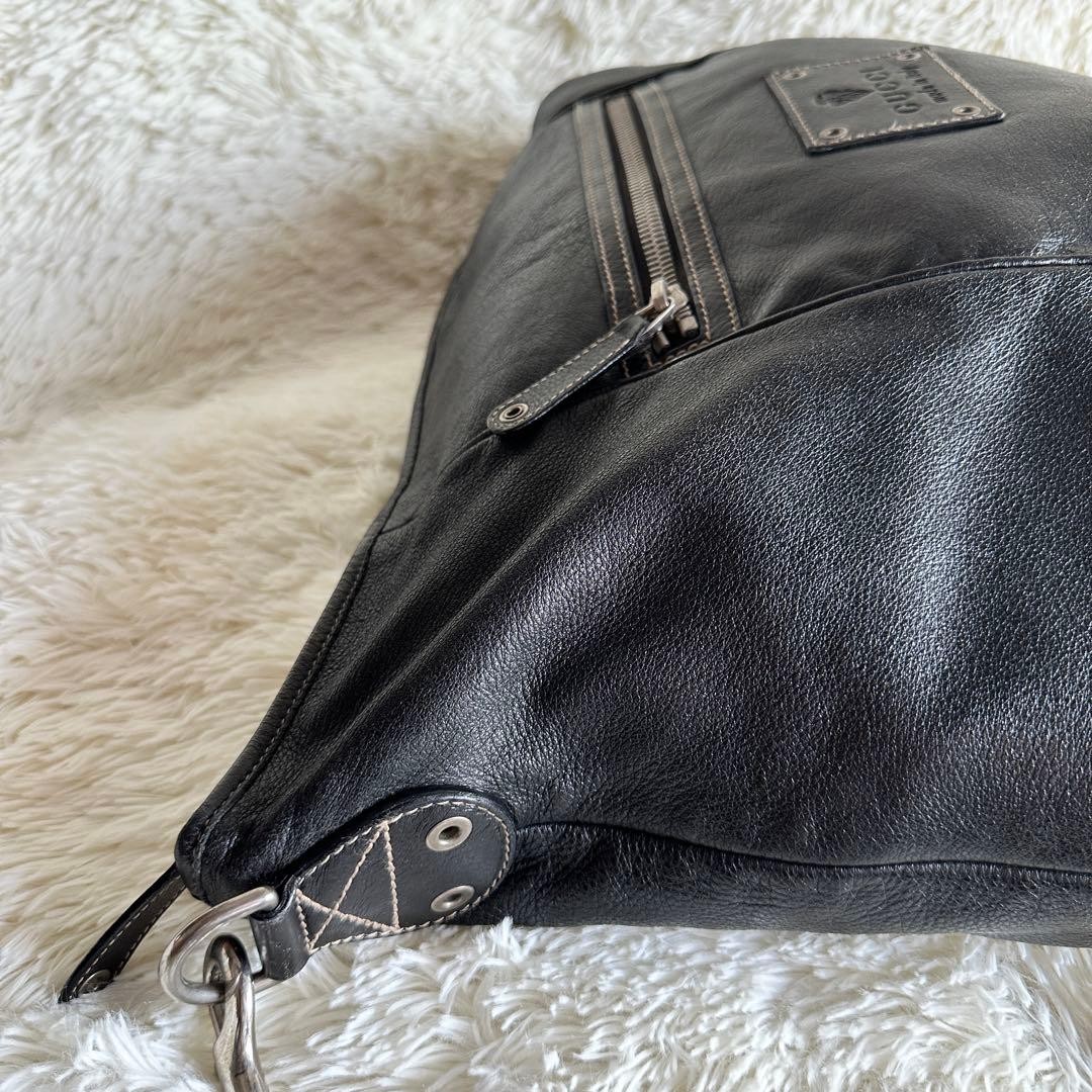 GUCCI All Leather Black Shoulder Bag Large Capacity Authentic Tote thumbnail 3