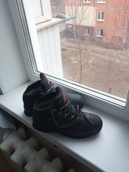 Men Timberland Boots Black Faux Leather 42