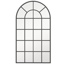 HOMCOM Modern Arch Window Wall Mirror for Living Room Bedroom, 110x65cm, Black