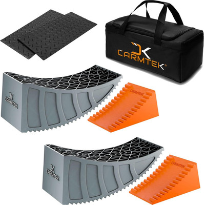 CARMTEK Camper Leveler Premium Kit | 6 Inch RV Levelers with Wheel Chocks,... 