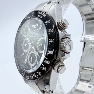 TECHNOS TSM401 Black Dial Stainless Steel Quartz Watch Near Mint