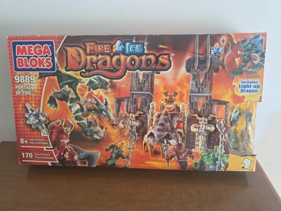 MEGA BLOKS Fire and Ice Dragons-Portal of Fire #9889-170 Pieces-2005 (NEW)