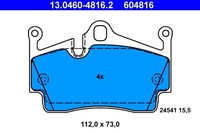 Bremsbelagsatz Scheibenbremse Hinten Ate 130460 48162 FÜR Porsche