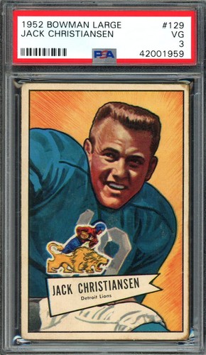 Jack Christiansen #129 1952 Bowman Large card