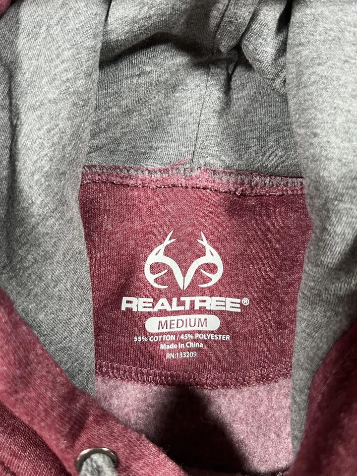 Realtree Outfitters 连帽衫女式中号栗色鹿头骨花卉图案 — 第 3/4 张图片