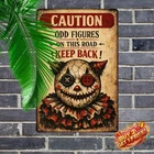 Scary Clowns Ahead Warning Sign 8x12 Vintage Tin Metal Wall Decor Plaque