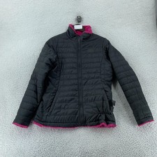 The North Face Reversible Jacket Girls XL 18 Black Pink Puffer Fuzzy Fleece Warm