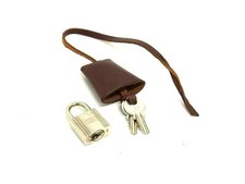   Excellent Condition  HERMES Box Calf Clochette Padlock with 68 Keys, Brown