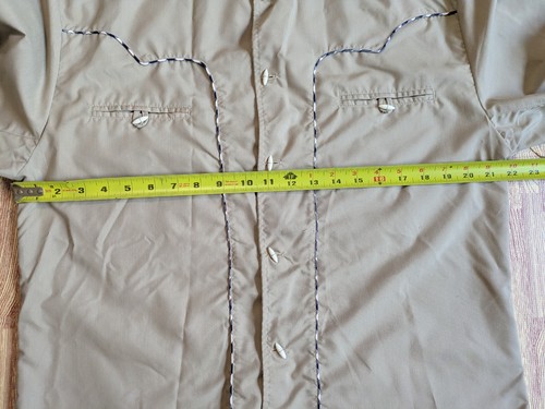 EL General Charro Shirt Toggle Button Western Wear Long Sleeve Tan Plaid Trim L - Picture 7 of 11