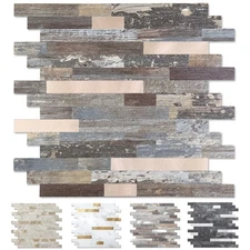 20 Sheets Peel and Stick Stone Metal Tile Backsplash, Stick on Tiles for Back...