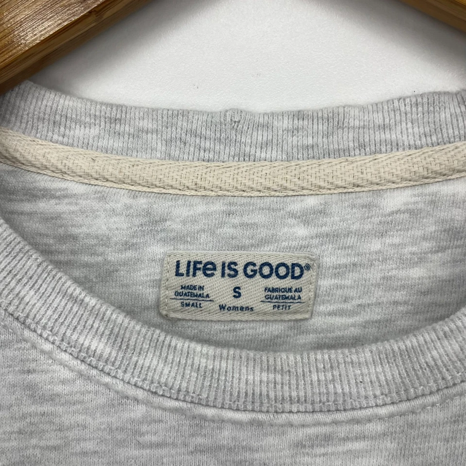 Sudadera Life is Good Para Mujer Talla S Gris Kindness is Free Floral Cuello Redondo Foto 4 de 4