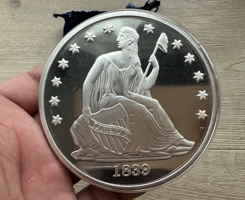 1 lb Cu Silver Plated Copper 1839 Seated Liberty Proof