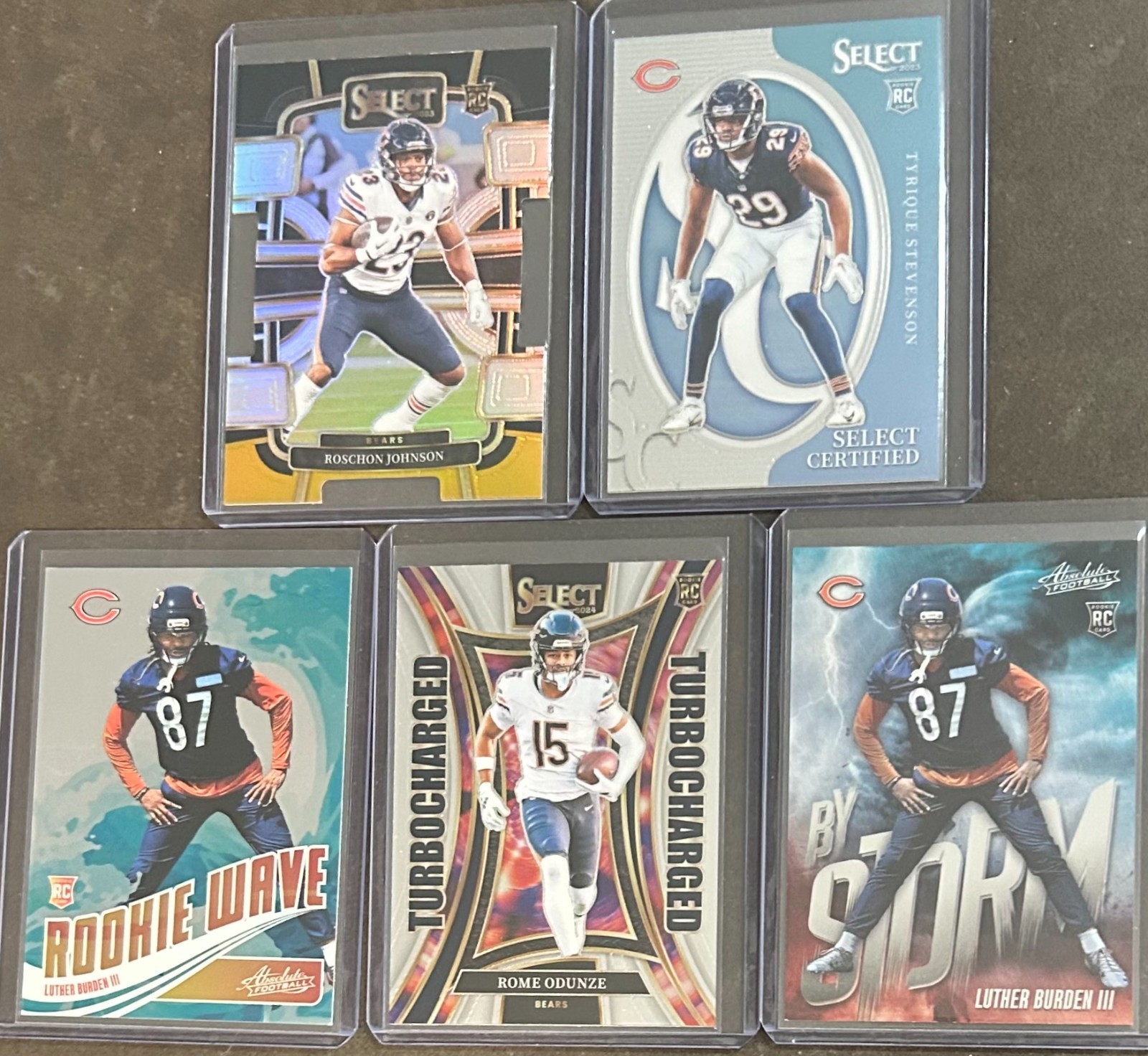 2023-25 Panini Football Chicago Bears 5 Card Rookie Insert/Parallel Trading Lot