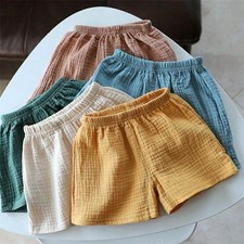 Baby Cotton Linen Shorts Summer New Children's Solid Color Short Pant Boys Girls