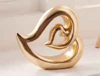 "Deko Figur \"Herz\" Polyresin Gold, 17 Cm Hoch, Tischdeko, Dekoherz, Hochzeitsdeko"