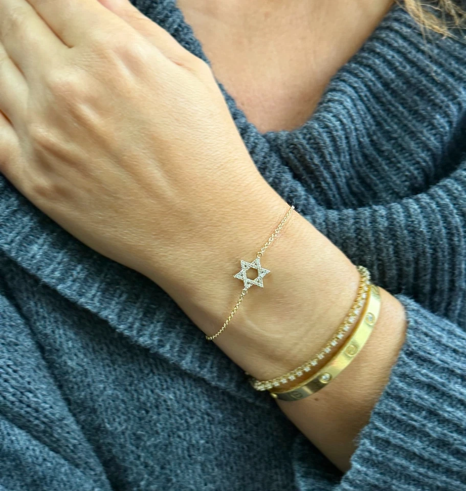 Pulsera David Estrella Cvd Diamante Estrella de David Oro Amarillo 14K 0.25ctw Foto 3 de 4