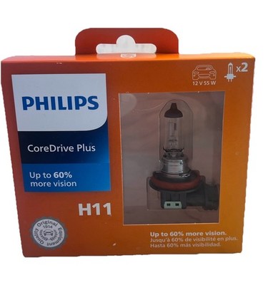 Philips H11 CoreDrive Plus Headlight Bulbs 2 Pack 12V 55W New