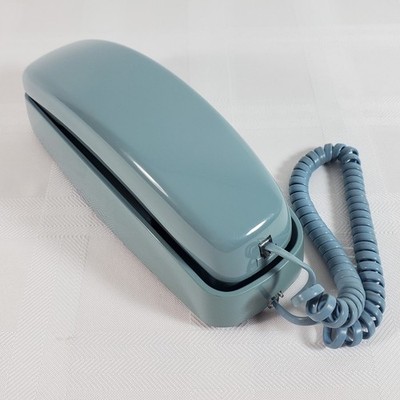 Vintage AT&T Blue Trimline Phone Touch Tone Push Button Programable Corded WORKS