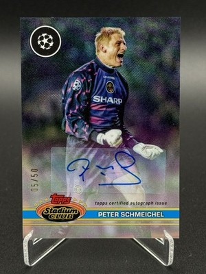 Topps Stadium Club Chrome Peter Schmeichel Auto /50 Manchester United Legend