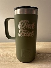 Taza de viaje RTIC verde de viaje por carretera 16 oz con tapa y mango aislado de acero inoxidable
