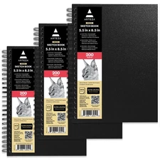 Spiral Sketch Book 5.5x8.5 Drawing Pad 3 Pack 100 Sheets Sketch Pads for Draw...
