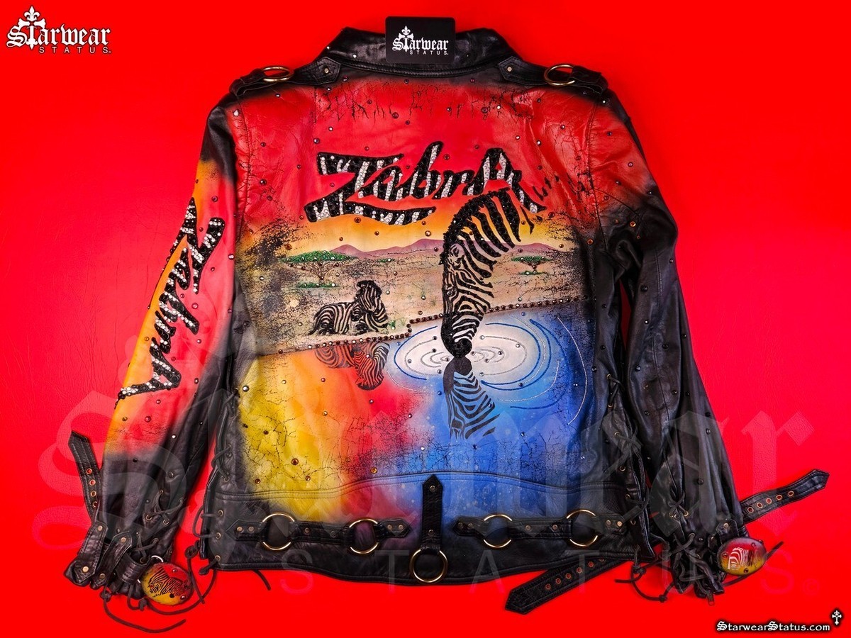 TONY ALAMO Swarovski Crystal Leather Motorcycle Jacket L MICHAEL