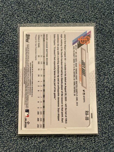 2021 Topps Update Sapphire Joey Bart RC Rookie Auto San Fran Giants RA-JB Mint - Picture 2 of 2