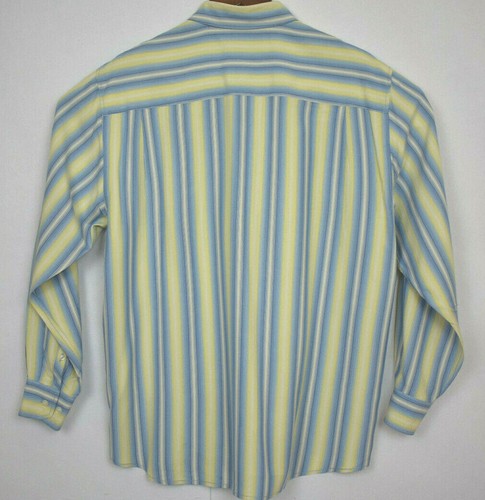 Tommy Bahama Mens 100 % Silk Blue Yellow Striped Button Down L/S Shirt Size L - Picture 4 of 11